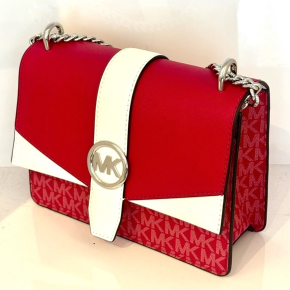 Michael Kors Greenwich Small Color-Block Signature Crossbody Bag Dark Raspberry - Picture 6 of 9